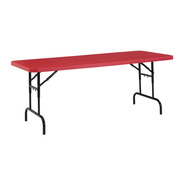 National Public Seating Rectangle Folding Table, 30" W, 72" L, 22-28.5" H, Blow-molded plastic Top, Red BTA-3072-40